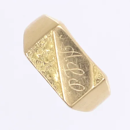 Ring, klack, stl 19¼, bredd 4-9,5mm, gravyr, 18K Vikt: 3 g