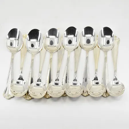12 skedar, modell Symfoni, Mema, längd 11½ cm, 830/1000 silver. Vikt: 164 g
