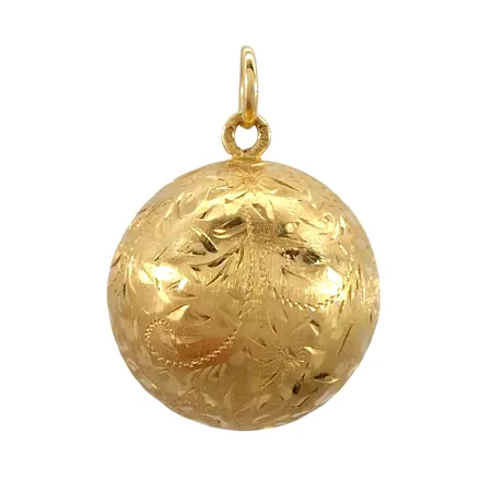 Hänge Klot, 18K guld, stor mönstrad modell, diameter 22 mm, ögla med slitage, för övrigt i fint skick Vikt: 7,3 g