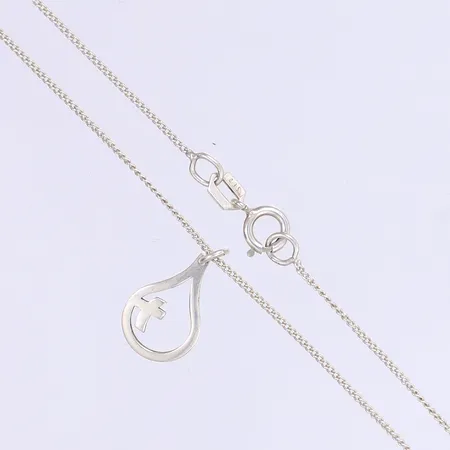 Halskedja med hänge, dopdroppe, 41cm, bredd 1mm, hänget 16x9mm, silver 830/1000 Vikt: 1,6 g