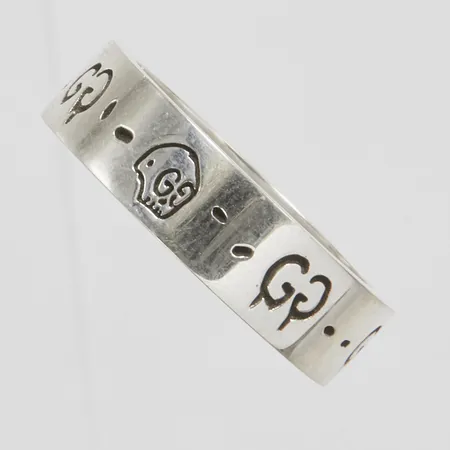 Silverring, Gucci Ghost Ring, Ø18½, bredd: 5,9mm, plastförpackning, skötselråd, dustbag, box, 925/1000 Vikt: 7,4 g