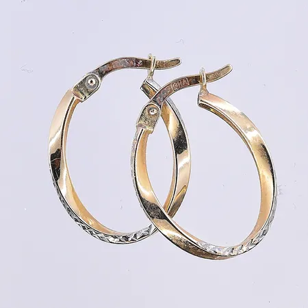 Ett par örhängen, Guldfynd, Ø11-17 mm, bredd 2 mm, vitguld/gulguld, 18K. Vikt: 1,3 g
