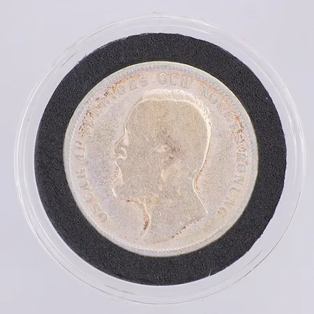 Mynt Oscar II 1 krona år 1898, 800/1000 silver, etui Vikt: 7,2 g