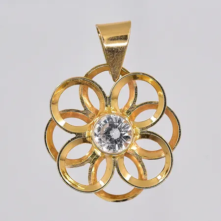Hänge med vit sten, Ø 17mm, 18K Vikt: 1,2 g