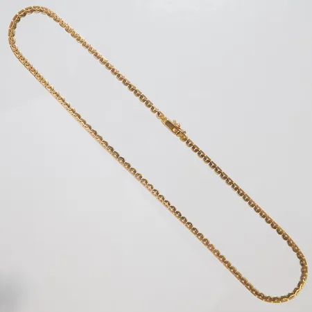 Collier, ledat, längd: 41,5cm, bredd: 3,3-3,4mm, delvis bortstad yta, 18K Vikt: 20,3 g