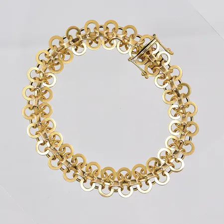 Armband, 18,5cm, bredd 11,5mm, Västerås Guldsmedsatelje år 1964, 18K Vikt: 23,8 g