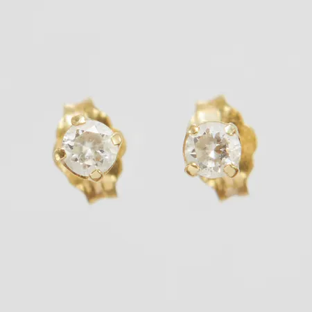 Örhängen, vita stenar, 3,2x3,3mm, gängade stift, 14K Vikt: 0,8 g