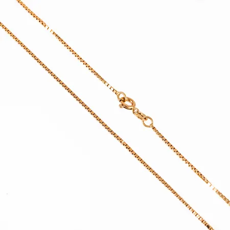 Kedja, Venezia i 18K guld. Den är 42 cm lång, 1,1 mm bred och väger 3,6g. Balestra, 750, svensk importstämpel. Springring. 