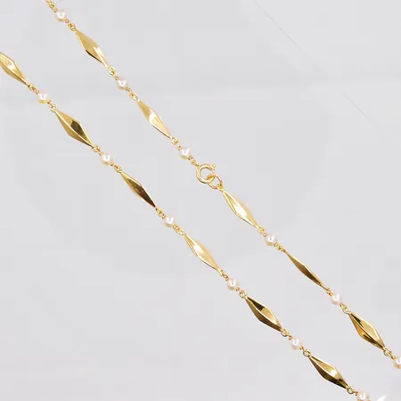 Collier, odlade pärlor, 41cm, bredd 3,5-4,5mm, 18K Vikt: 6,8 g