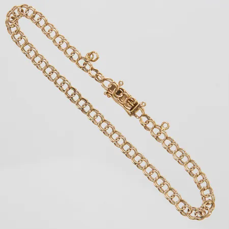 Armband, Bismarck, defekt, slitna länkar, vridna länkar, defekt lås, två tomma berlocköglor, 18K Vikt: 5,6 g