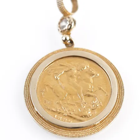 Hänge 14k m mynt 21k, Ø27mm, 14k/21k Vikt: 11,1 g