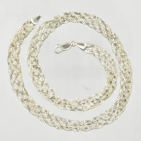 Collier, flätad modell, längd 42 cm, bredd 10 mm, 925/1000 silver. Vikt: 14,5 g