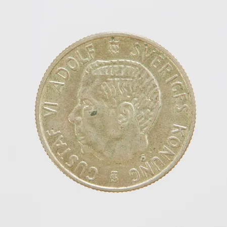 Silvermynt, Ø31mm, Gustav VI Adolf Sveriges Konung, 2kr, år 1956, 400/1000 Vikt: 13,9 g