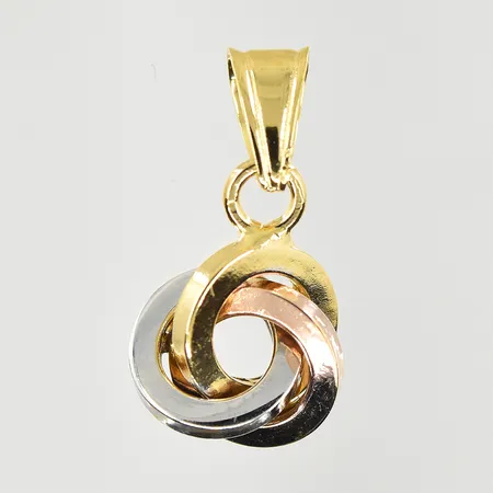 Hänge, längd 17 mm, bredd 10 mm, rödguld/gulguld/vitguld, 18K. Vikt: 0,9 g