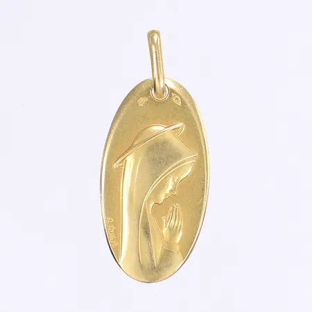 Hänge, Maria, 32x13mm, tillv. A. Augis, Frankrike, monogramsgraverad baksida, 18K Vikt: 3,6 g