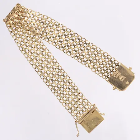 Armband X-länk, 19cm, bredd 15mm, svenska stämplar 18K Vikt: 20,5 g