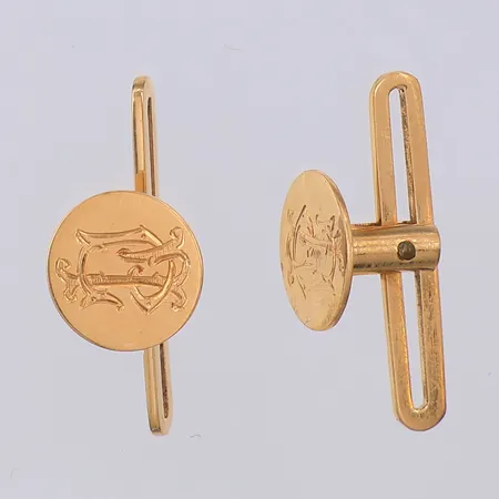 Ett par kragknappar, monogram LJ, 9mm, 18K Vikt: 2,2 g