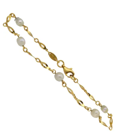 Armband, 18K guld, Odlade Pärlor, Guldfynd (GHA), längd 18,0 cm, bredd 2-5 mm, pärlor med slitage Vikt: 2,9 g