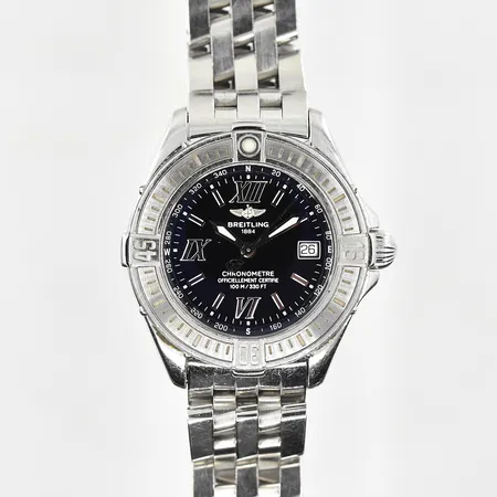 Damur Breitling B Class, boett Ø30 mm, stål, quartz, datum, refnr A67365, serienr 244592, Cal B67, safirglas, 100m/330ft, pilotlänk, behov av batteribyte, inga tillbehör.