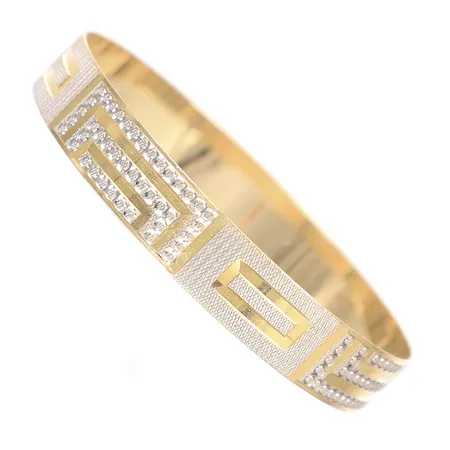 Armring, Ø60cm, bredd 10mm, detaljer i vitguld, något repig, 18K Vikt: 12,7 g