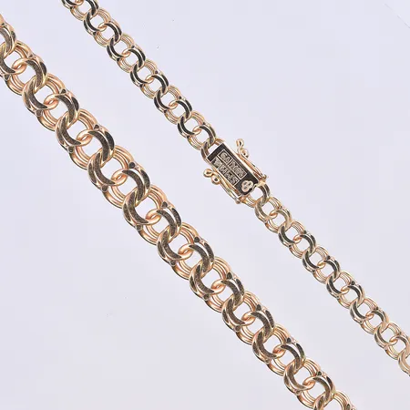Collier Bismarck, doserad, bredd 5-8 mm, längd 44,5 cm, 18K. Vikt: 21,2 g