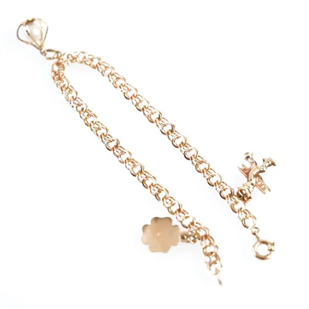 Armband, bismarck m 3 berlocker, 18,5cm, bredd 5mm, 18k Vikt: 7,6 g