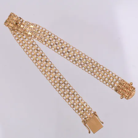 Armband, X-länk, 20,5cm, bredd 10mm, år 1966, 18K.  Vikt: 13,1 g