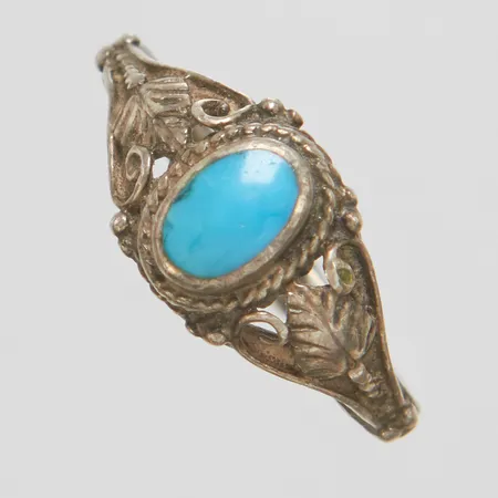 Silverring, turkos, Ø15, bredd: 2-8mm, 925/1000 Vikt: 1,5 g