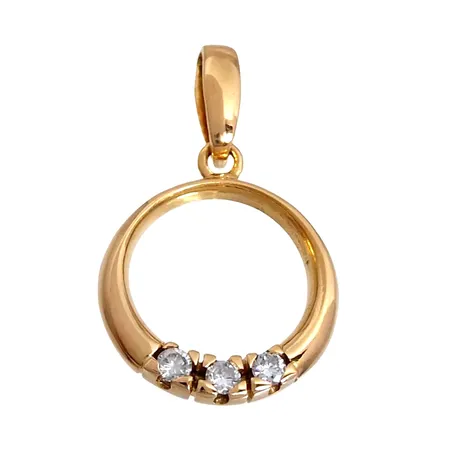 Hänge, 18K guld, Diamanter 3 x 0,03ct, längd inkl. ögla 24 mm, Ø15 mm, G Dahlgren & Co Malmö, fint skick  Vikt: 1,9 g