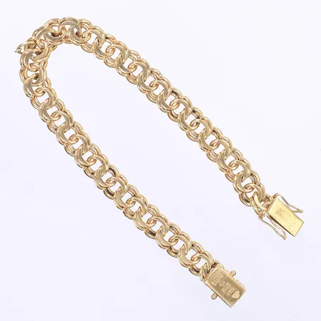 Armband Bismarck, 19cm, bredd 8mm, ögla för en berlock, svenska stämplar, 18K Vikt: 25,7 g