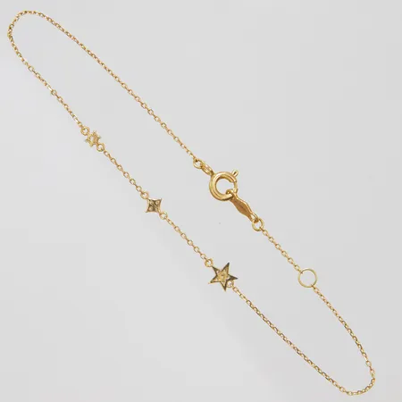 Armband, ankarlänk, vita stenar, längd: 16-18cm, bredd: 0,4-4,7mm, GHA, 18K Vikt: 0,8 g