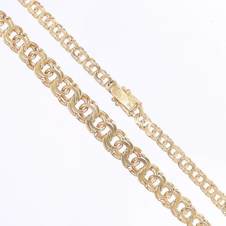 Halscollier doserad Bismarck, 48cm, bredd 4-8mm, svenska stämplar, 18K Vikt: 28,4 g