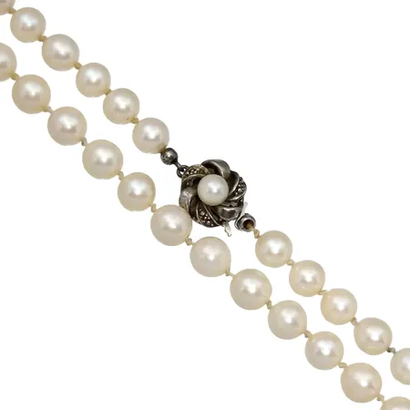 Pärlcollier, odlade sötvattenspärlor, blåvitrosa, lås i silver 835/1000, Ø6,5-7 mm, längd 83 cm, Vikt: 0 g