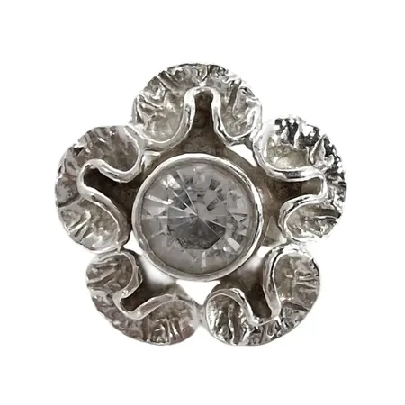 Ring, silver 925/1000, THERESIA HVORSLEV för Mema AB Lidköping 1976, Bergkristall, Ø18½ mm - justerbar skena, skenans bredd 3,5 - 4,5 mm, Ø22 mm, sten utan anmärkning, fint skick  Vikt: 8 g