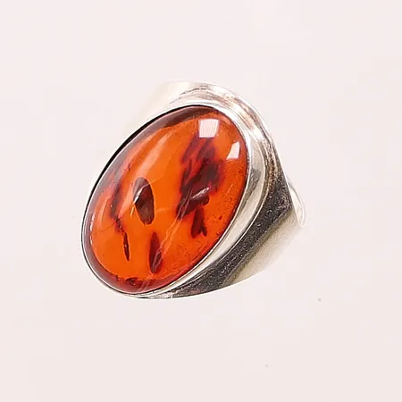 Ring, Ø17¾, bredd:24mm, bärnsten, 830/1000 Silver /1000 Silver 5,1g.