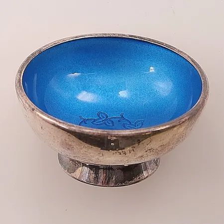 Saltkar blå insida höjd 25mm Ø50mm.Sterling 925/1000 Silver 24,5g  