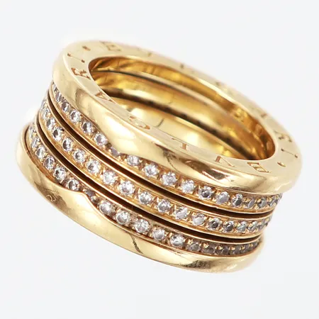 Ring, Bvlgari B-Zero1 med diamanter totalt ca 1,00ctv, stl: 18 (58), bredd: 10-11mm, italienska stämplar, Originaletui, 18K  Vikt: 15,6 g