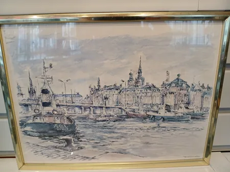 Akvarell okänd konstnär, motiv Stockholm Gamla stan,  40x30cm  Vikt: 0 g Skickas med postpaket.