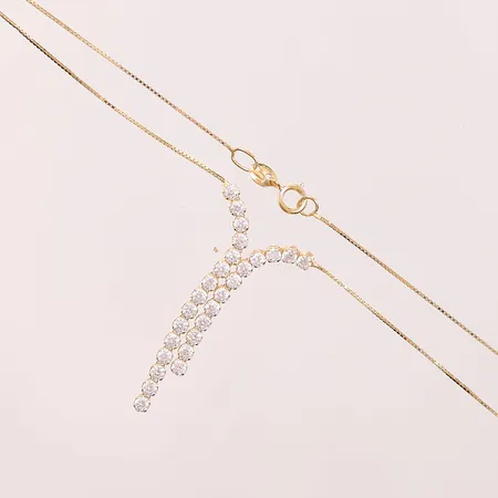 Collier, 42cm, vita stenar, 18K 2,3g.