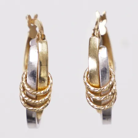 Ett par örhängen, tvåfärgad, längd 2cm, bredd 6mm, 14K Vikt: 2,5 g