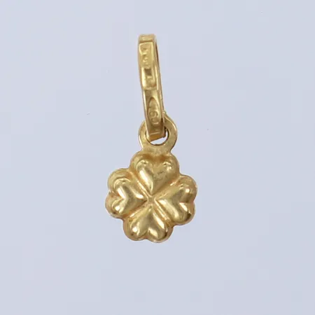 Hänge fyrklöver, ca 14,5x6,3mm inkl ögla.18K  Vikt: 0,5 g