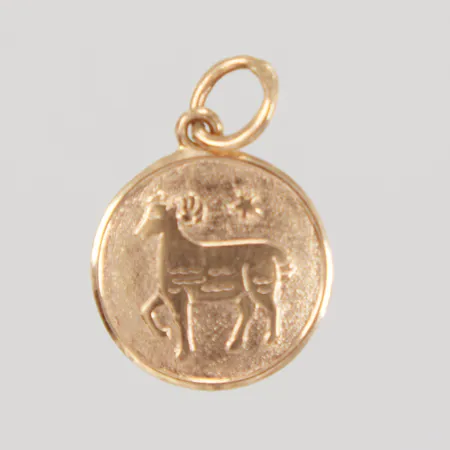 Hänge, stenbock, Ø ca 12mm, 18K Vikt: 0,7 g