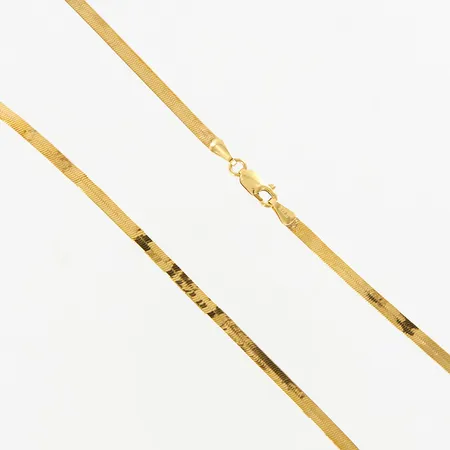 Collier, 42,5cm, bredd 3,5mm, bucklor, skevheter, 18K  Vikt: 9 g