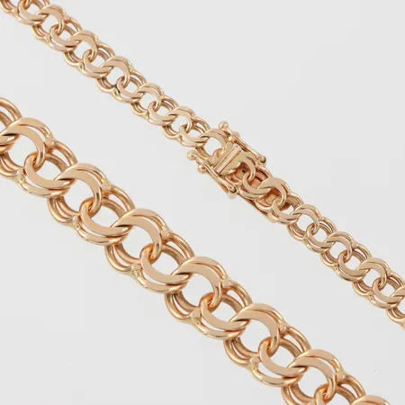 Collier Bismark, K&EC Göteborg 1964, längd 44 cm, bredd 5.3-9.7 mm, 18k. Vikt: 42,4 g