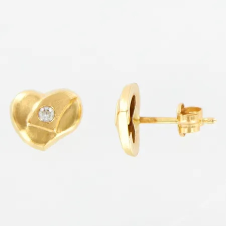 Ett par örhängen med vita stenar, 7mm, 18K Vikt: 0,8 g
