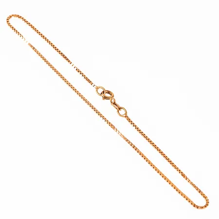 Vristlänk venezia i 18K guld. Den är 23,5 cm lång, 1,2 mm bred och väger 2,4g. Springring. 