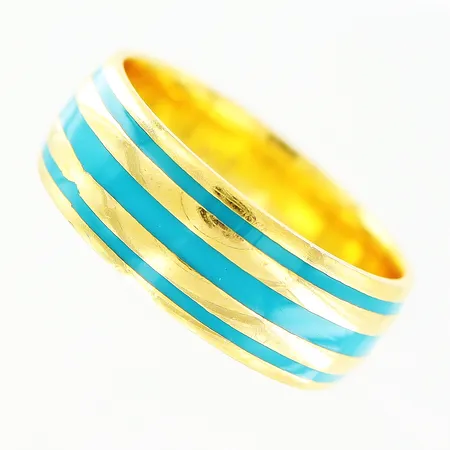 Ring, stl 17¾, emaljdetaljer, mindre slitage, 21K Vikt: 6,2 g