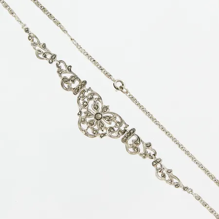 Collier Irrgång med integrerat hänge Markasiter, 43cm, bredd: 2,2-6,6mm, silver  Vikt: 11,1 g