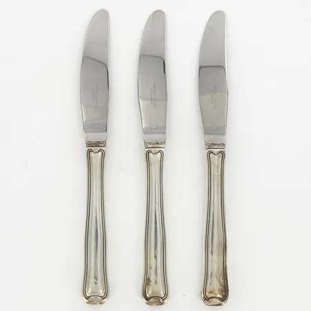 Tre Knivar, 21,8cm, Georg Jensen, blad i stål, skaft i silver  Vikt: 261,2 g