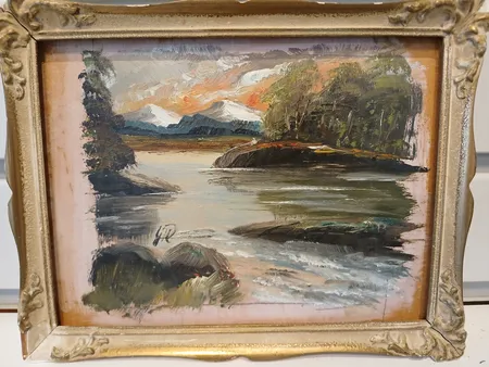 Oljemålning  okänd konstnär med äldre ram. innermått 17x23cm Vikt: 0 g Skickas med postpaket.
